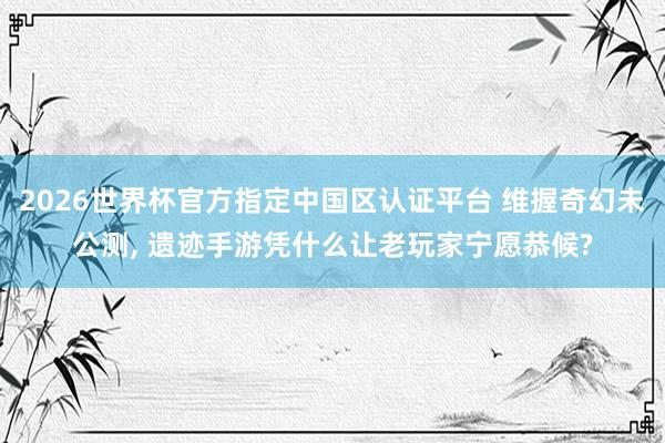 2026世界杯官方指定中國(guó)區(qū)認(rèn)證平臺(tái) 維握奇幻未公測(cè), 遺跡手游憑什么讓老玩家寧愿恭候?