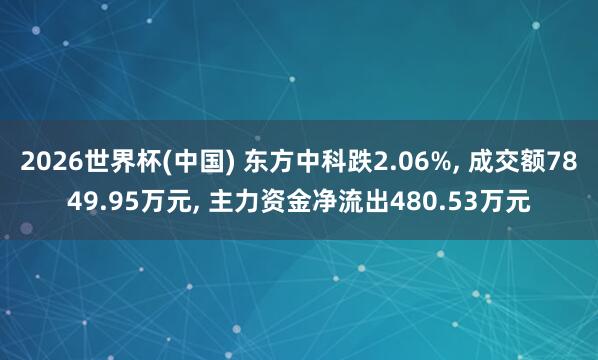 2026世界杯(中國(guó)) 東方中科跌2.06%, 成交額7849.95萬元, 主力資金凈流出480.53萬元