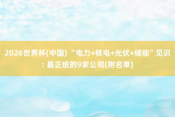 2026世界杯(中國) “電力+核電+光伏+儲能”見識: 最正統(tǒng)的9家公司(附名單)