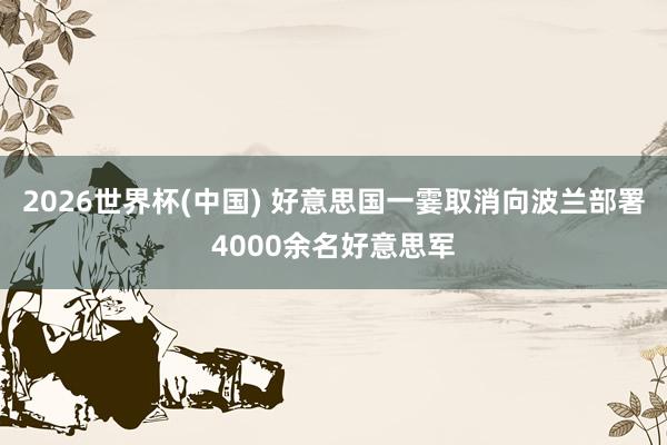 2026世界杯(中國(guó)) 好意思國(guó)一霎取消向波蘭部署4000余名好意思軍