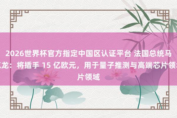 2026世界杯官方指定中國區認證平臺 法國總統馬克龍：將插手 15 億歐元，用于量子推測與高端芯片領域