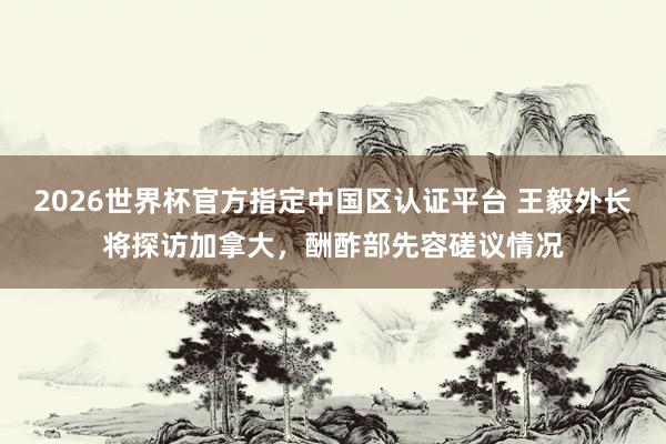 2026世界杯官方指定中國(guó)區(qū)認(rèn)證平臺(tái) 王毅外長(zhǎng)將探訪加拿大，酬酢部先容磋議情況