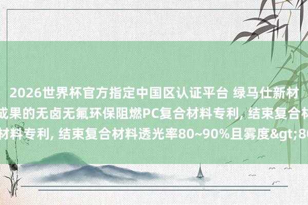 2026世界杯官方指定中國區認證平臺 綠馬仕新材料科技央求具有光擴散成果的無鹵無氟環保阻燃PC復合材料專利, 結束復合材料透光率80~90%且霧度>80%