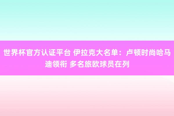 世界杯官方認(rèn)證平臺(tái) 伊拉克大名單：盧頓時(shí)尚哈馬迪領(lǐng)銜 多名旅歐球員在列